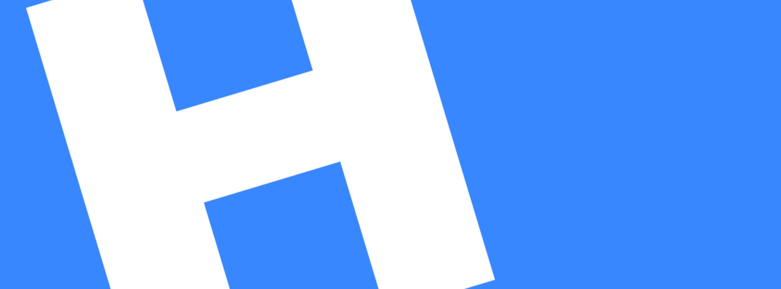 Headway H logo. A white H on a blue background